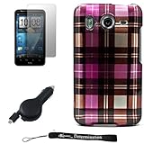 Premium Magenta Plaid Design Cover / 2 Piece Snap On Crystal Protective Har ....