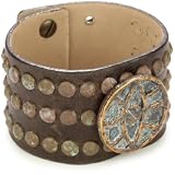 Streets Ahead Chocolate Italian Leather with Patina Evil Eye Cuff Bracelet