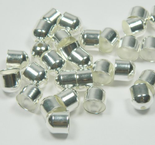 100 Cord Tips/caps, Silver-plated Brass, 8x8mm Outside Diameter with 7mm Inside Diameter. Sold Per Pkg of 100.