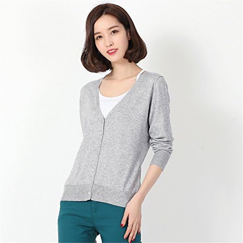 Sicong2 Sweet Women's Long Sleeve Kitted Cashmere Cardigan Sweater Female Spring Autumn V Neck Brand New Casual Solid Color Cardigans 2016 GreyM Grace