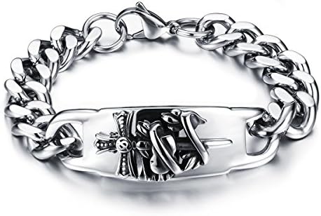 Hacart Jewelry - Engraving Stainless Steel Bracelet With Faux Gift Pouch