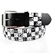 GENUINE LEATHER SNAP ON BLACK / WHITE STUDDED BELT WITH A DETACHABLE BUCKLE FITS ANY BUCKLE