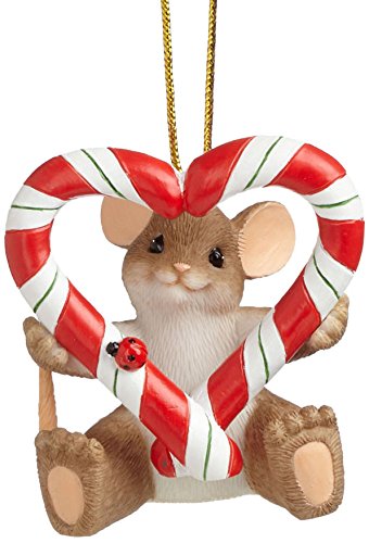 Enesco Charming Tails Gift Heart Candy Cane Ornament, 1.875-Inch Enesco Charming Tails Gift Heart Candy Cane Ornament, 1.875-Inch