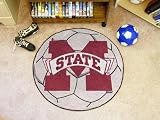 Mississippi State Univ Soccer Ball 29 Round Floor Mat (Rug) - Mississippi State Bulldogs