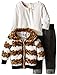 Little Lass Baby Girls' 3 Piece Jacket Set Stripe Fur Pu