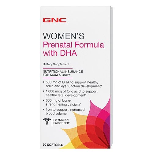 GNC Womens Prenatal Formula with DHA 90 softgels Silica