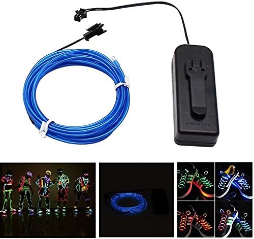 Tesoar® Neon Glowing Strobing Electroluminescent EL Wire Decoration for Christmas Party Bike Bicycle (10FT, Blue)