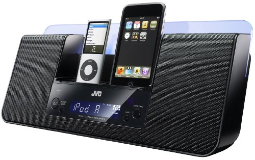 JVC NX PN 10 Tragbares Lautsprecher-System (Dual-Dock, FM-Tuner, 10 Watt) f&uuml;r Apple iPod/iPhone schwarz