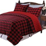 Greenland Home Western Plaid Twin Quilt Set, Red