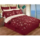 10 Piece King Cal King Burgundy Maroon 100% Cotton High Quality Emboridery Duvet Cover... by 