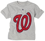 MLB Boys' Washington Nationals Soft Density Logo Short Sleeve Basic Tee (Steel Heather, Medium)