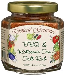 Delicae Pantry Gourmet BBQ & Rotisserie Sea Salt Rub, 4.5-Ounce Glass Jars (Pack of 4)