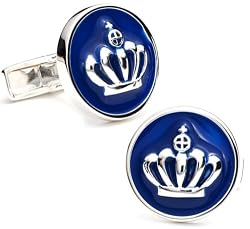 Sterling Silver on Enamel Royal Crown Cufflinks