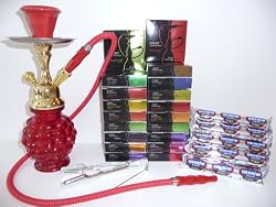 Premium Grape Hookah, 3 Boxes of Beamer Hookah Molasses Flavors, 30 Charcoals, Beamer Card and Accessories