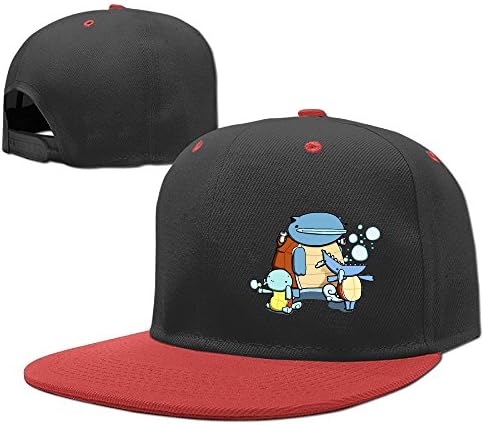 KTKY Adjustable Original Custom Made Snapback Cap Hat Cotton Zenigame Wartortle Blastoise Family Sun Outdoor Sport Snapback Hat Red For Kid