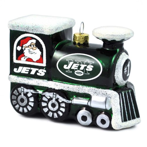 NFL New York Jets Blown Glass Train Ornament NFL New York Jets Blown Glass Train Ornament
