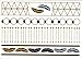 Super Metallic Gold Silver Black Jewelry Temporary Bling Tattoo 6 Sheets Pack