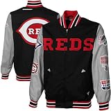 MLB Cincinnati Reds Commemorative Canvas Full Zip Varsity Jacket - Black (X-Large)