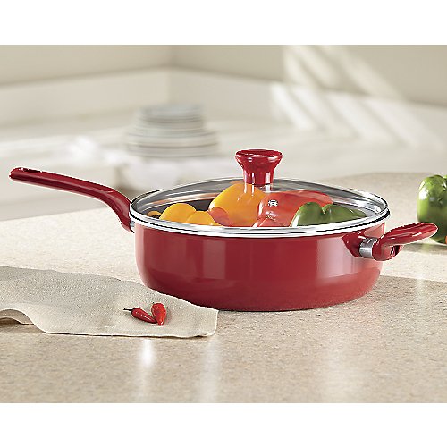 T Fal Skillet Best Non Stick Red Saute Pan 4.5qt Large Deep Fry Jumbo