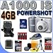 Canon Powershot A1000 IS 10MP 4x Optical Zoom Digital Camera (Gray) A1000IS 3210B001 4GB SDHC Memory Card - Rechargeable NiMH Batteries Plus Rapid Charger - External Rapid Quick-Charger - BigVALUEInc Accessory Saver Bundle + MORE