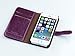 iPhone 5S Case, ULAK High-grade of Leather Wallet Case for iPhone 5S 5 5G, Durable Folder Genuine Leather Cover Built-in Card Slot Premium Case with Screen Protector and Stylus(Purple)