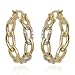 18k Yellow Gold Plated Sterling Silver Diamond Accent Hoop Earrings image 1
