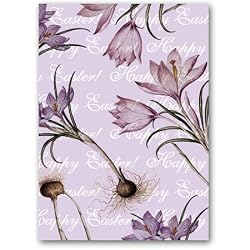 Happy Easter with Crocus - 5" x 7" Vellum Overlay Easter Greeting Card