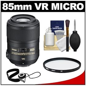 Nikon 85mm f/3.5 G VR AF-S DX ED Micro-Nikkor Lens + UV Filter + Accessory Kit for Nikon D300s, D300, D40, D60, D5000, D7000, D90, D3000 & D3100 Digital SLR Cameras