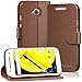 Motorola Moto E (2nd Gen, 2015) Wallet Case - VENA [vSuit] Draw Bench PU Leather Wallet Flip Cover with Stand and Card Slots for Motorola Moto E (2nd Gen, 2015) (Brown)