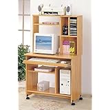 Natural Finish Computer Desk / Workstation With Hutch