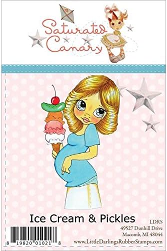 Saturated Canary Little Darling Rubber Stamps Unmounted Rubber Stamp, Ice Cream and Pickles
