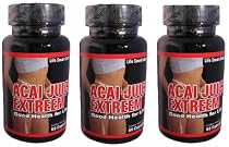 ACAI Juice Extreem -180 CAPSULES 100% PURE, 4 times MORE potent for each MG ACAI Berry Natural Nutrition, Energy and also used for Weight Loss Detox Diet 3 Bottles, 3 Months , 1200 Mg.