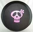 SpareCover&reg; ABC Series - Girly Skull Black 35 mil Heavy Vinyl Tire Cover PINK 30" - 31"