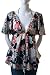 Jolie Sexy Plunge V Neck Satin Floral Kimono Top Black