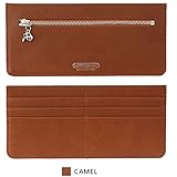 HANSMARE SLIM WALLET 長財布 レディース メンズ 天然牛革 チャームタイプドクロSET (Camel)