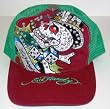 Ed Hardy Burgundy & Green Rhinestone Cap - Gambler Skull Design