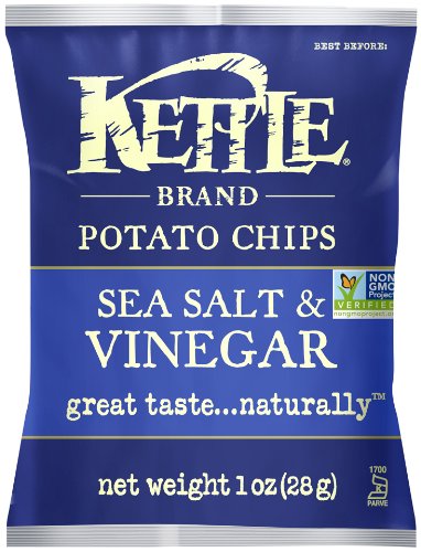 Kettle Brand Potato Chips, Sea Salt and Vinegar, 1-Ounce Bags (Pack of 72)