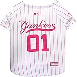 Pets First MLB New York Yankees Dog Jersey, Small, Pink