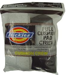 Dickies Men's Work Socks - Various Colors Full Cusion Pad Crew (6 pair)