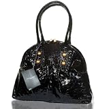 Renato Angi Italian Designer Patent Croc Leather Bowling Bag
