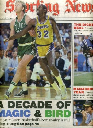Sporting News November 7 1988 Larry Bird & Magic Johnson Cover, Eric Dickerson/Indianapolis Colt, Chicago Bears, Washington State Beats UCLA