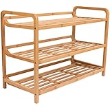 BirdRock Home 3-Tier Bamboo Shoe Rack | Environmentally Friendly | Fits 7-9 Shoes | Great for Closets, Bedrooms or Doorways