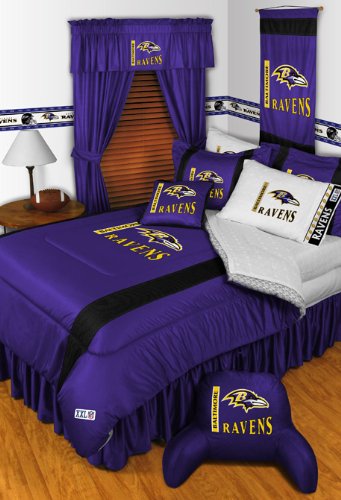 BALTIMORE RAVENS 5PC FULL BEDDING SET, Comfoter, 4pc Full Sheet Set, Boy Football NFL bag
