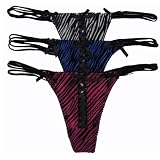 Ladies Sexy Dream Fit Zebra Print 3 Pack Mesh Sexy Front Lace Thong Underwear