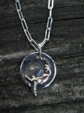 Childrens Girls or Boys Relic Lady On The Moon Charm, Lady On The Moon Charm is an art nouveau beauty! Sterling Silver and Solid Brass, the charm measures 3/4. 16 Sterling Chain
