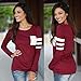 WILLTOO 2015 Womens Long Sleeve Round Neck Splice Shirt Blouse Tops (US Size:4, Red)