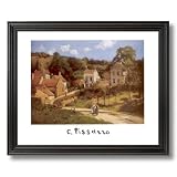 Camille Pissarro French Landscape House Girl Woman Home Decor Wall Picture Black Framed Art Print