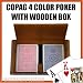 Copag Wooden Box Set with 4 Color Index and Wide Poker Size 100% Plastic Playing Card...