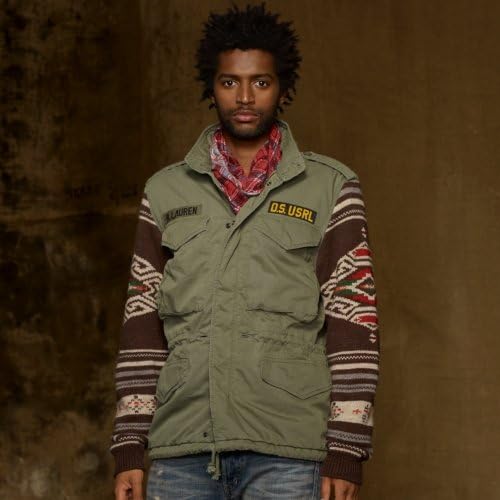 Ralph Lauren Denim and Supply Military Combat Hooded Jacket Indian Blanket Sleeve (XL)