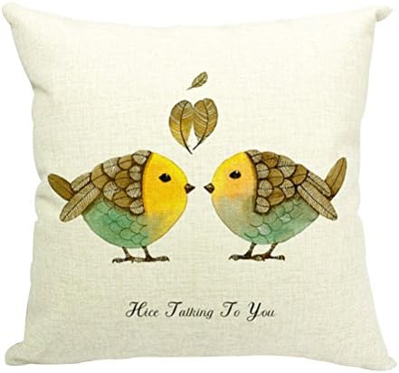 Eli Fashion (TM) Europe Style Cotton Linen Pillow Case Nice Talking Bird Square 18*18 Inch (C)